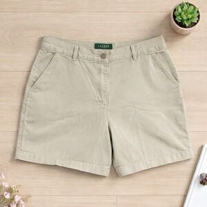 Lauren Ralph Lauren Khaki Chino Shorts Womens 10P Classic Closet Staple Cotton